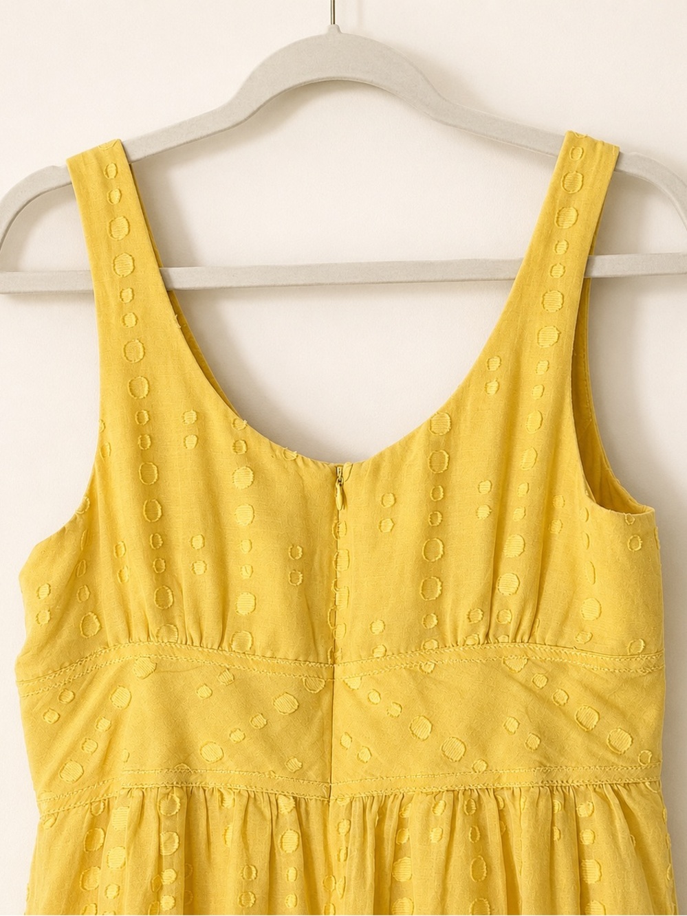 Vince Yellow Textured Cotton Silk Sleeveless Fit & Flare Dress Size 12 - Picture 5 of 9